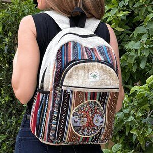 Handmade Cotton and Hemp Tree of Life Backpack